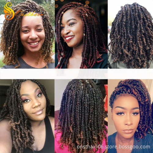 8inch Fluffy Spring Twist Crochet Hair Synthetic Crochet Braids Black Brown Ombre Braiding Hair 613 Blonde hair